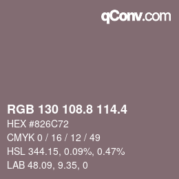 カラーコード: RGB 130 108.8 114.4 | qconv.com
