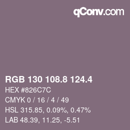 カラーコード: RGB 130 108.8 124.4 | qconv.com
