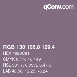 カラーコード: RGB 130 108.8 129.4 | qconv.com