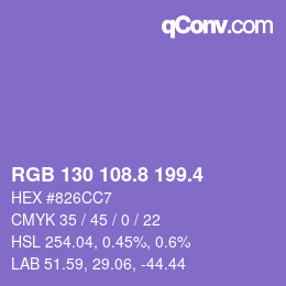 カラーコード: RGB 130 108.8 199.4 | qconv.com
