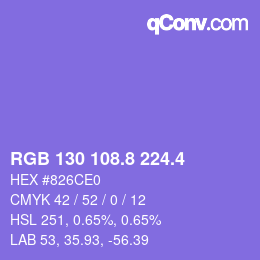 カラーコード: RGB 130 108.8 224.4 | qconv.com