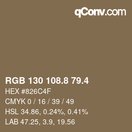 カラーコード: RGB 130 108.8 79.4 | qconv.com