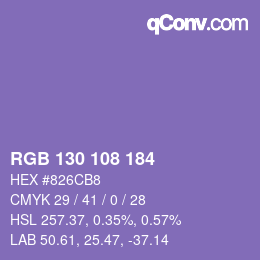Color code: RGB 130 108 184 | qconv.com