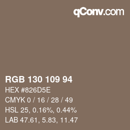 Farbcode: RGB 130 109 94 | qconv.com