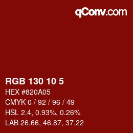 カラーコード: RGB 130 10 5 | qconv.com