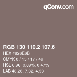 カラーコード: RGB 130 110.2 107.6 | qconv.com