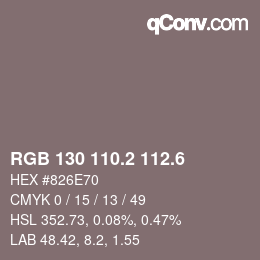 カラーコード: RGB 130 110.2 112.6 | qconv.com
