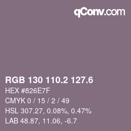 カラーコード: RGB 130 110.2 127.6 | qconv.com