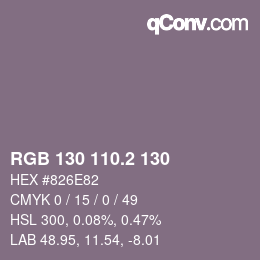 カラーコード: RGB 130 110.2 130 | qconv.com