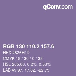 カラーコード: RGB 130 110.2 157.6 | qconv.com