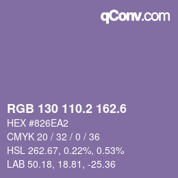 カラーコード: RGB 130 110.2 162.6 | qconv.com