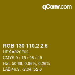カラーコード: RGB 130 110.2 2.6 | qconv.com
