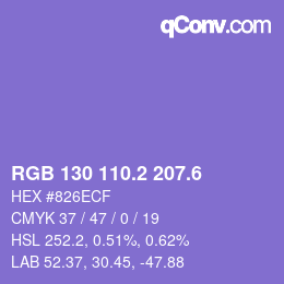 カラーコード: RGB 130 110.2 207.6 | qconv.com