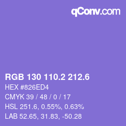 カラーコード: RGB 130 110.2 212.6 | qconv.com