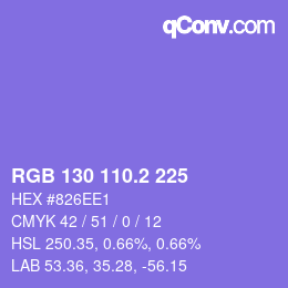 カラーコード: RGB 130 110.2 225 | qconv.com