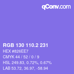 カラーコード: RGB 130 110.2 231 | qconv.com