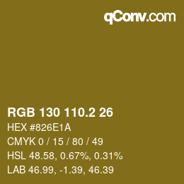 カラーコード: RGB 130 110.2 26 | qconv.com