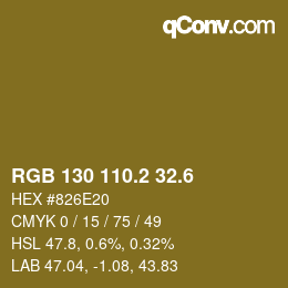 カラーコード: RGB 130 110.2 32.6 | qconv.com