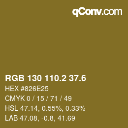 カラーコード: RGB 130 110.2 37.6 | qconv.com