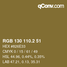 カラーコード: RGB 130 110.2 51 | qconv.com