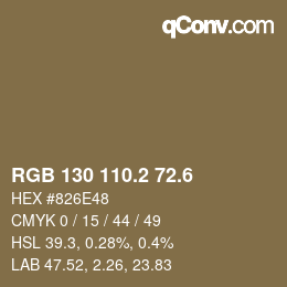 カラーコード: RGB 130 110.2 72.6 | qconv.com