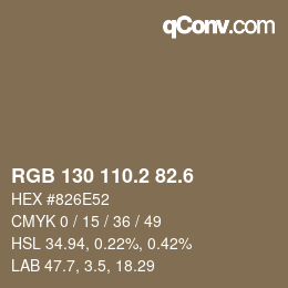 カラーコード: RGB 130 110.2 82.6 | qconv.com
