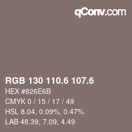 カラーコード: RGB 130 110.6 107.6 | qconv.com