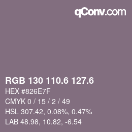 カラーコード: RGB 130 110.6 127.6 | qconv.com