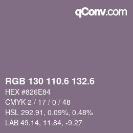 カラーコード: RGB 130 110.6 132.6 | qconv.com