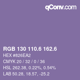 カラーコード: RGB 130 110.6 162.6 | qconv.com