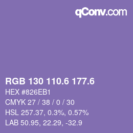 カラーコード: RGB 130 110.6 177.6 | qconv.com