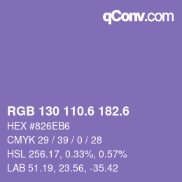 カラーコード: RGB 130 110.6 182.6 | qconv.com