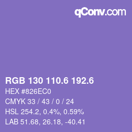 カラーコード: RGB 130 110.6 192.6 | qconv.com