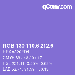 カラーコード: RGB 130 110.6 212.6 | qconv.com