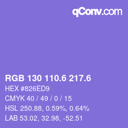 カラーコード: RGB 130 110.6 217.6 | qconv.com