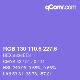 カラーコード: RGB 130 110.6 227.6 | qconv.com
