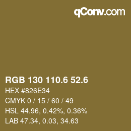 カラーコード: RGB 130 110.6 52.6 | qconv.com