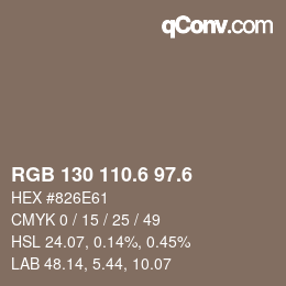 カラーコード: RGB 130 110.6 97.6 | qconv.com