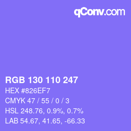 Color code: RGB 130 110 247 | qconv.com