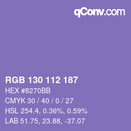 Color code: RGB 130 112 187 | qconv.com