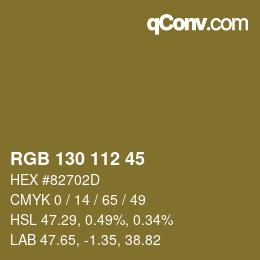 Color code: RGB 130 112 45 | qconv.com