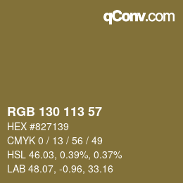 Color code: RGB 130 113 57 | qconv.com