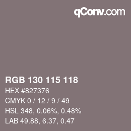 Farbcode: RGB 130 115 118 | qconv.com