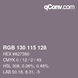 Farbcode: RGB 130 115 128 | qconv.com