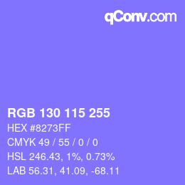 颜色代码: RGB 130 115 255 | qconv.com