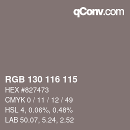Farbcode: RGB 130 116 115 | qconv.com