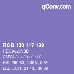 颜色代码: RGB 130 117 189 | qconv.com
