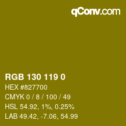カラーコード: RGB 130 119 0 | qconv.com