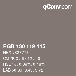 Farbcode: RGB 130 119 115 | qconv.com