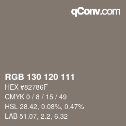 颜色代码: RGB 130 120 111 | qconv.com